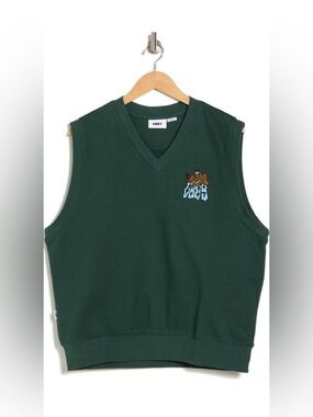 Obey Dark Green Sweatshirt Vest Size XL